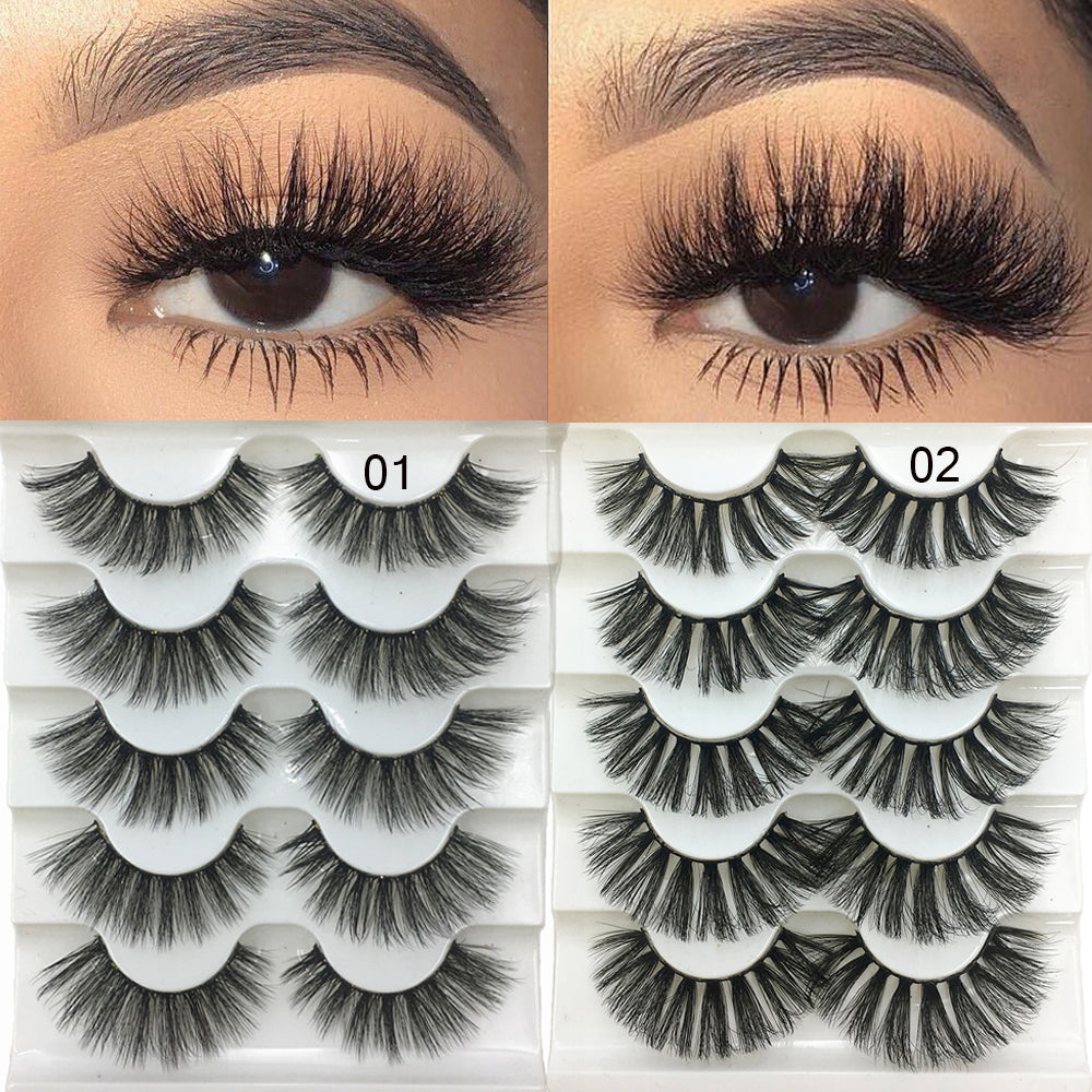 5 Pairs 2 Styles 3D  Fluffy Wispy Thick Lashes