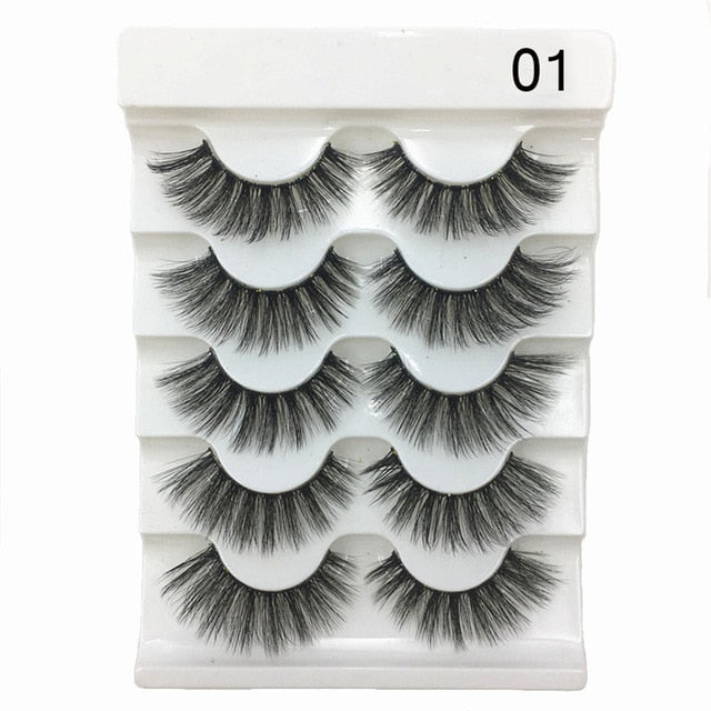 5 Pairs 2 Styles 3D  Fluffy Wispy Thick Lashes